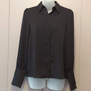 Express Black Semi-Sheer Long Sleeve Buttoned Blouse Size Extra Small NWT